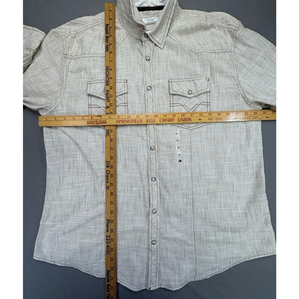 BKE Men’s 2XL Athletic Fit Western Pearl Snap Shirt Textured Striped Cream Brown - Picture 9 of 10